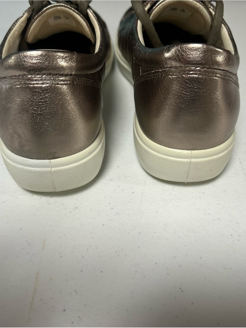 Ecco Women's Metallic Bronze Quilted Leather Sneaker - Picture 6 of 13
